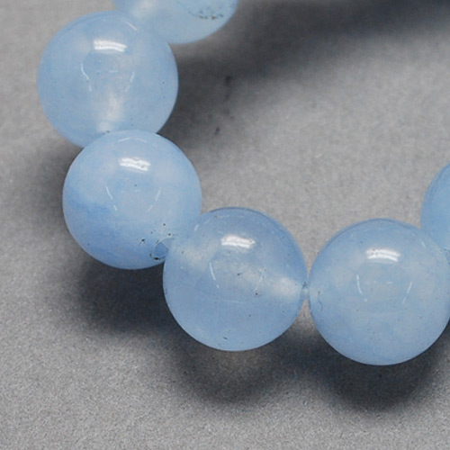 PandaHall Natural Jade Bead Strands, Dyed, Round, LightBlue, 8mm, Hole: 1mm; about 48pcs/strand, 14.9" Other Jade Round Blue
