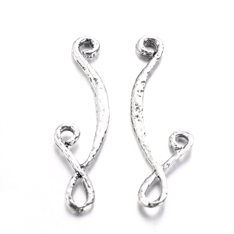 PandaHall Tibetan Style Chandelier Components Links, Lead Free, Antique Silver, 38x9x1.5mm, Hole: 2mm Alloy Others