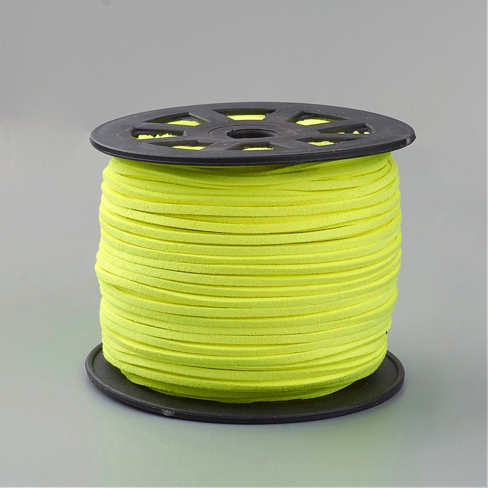 PandaHall Faux Suede Cord, Faux Suede Lace, GreenYellow, 3x1.5mm, 100yards/roll Suede Green