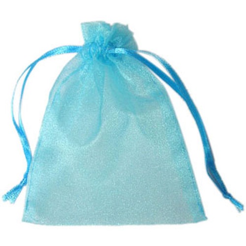 PandaHall Cyan Jewelry Packing Drawable Pouches, Organza Gift Bags, 12cmx16cm Organza Cyan