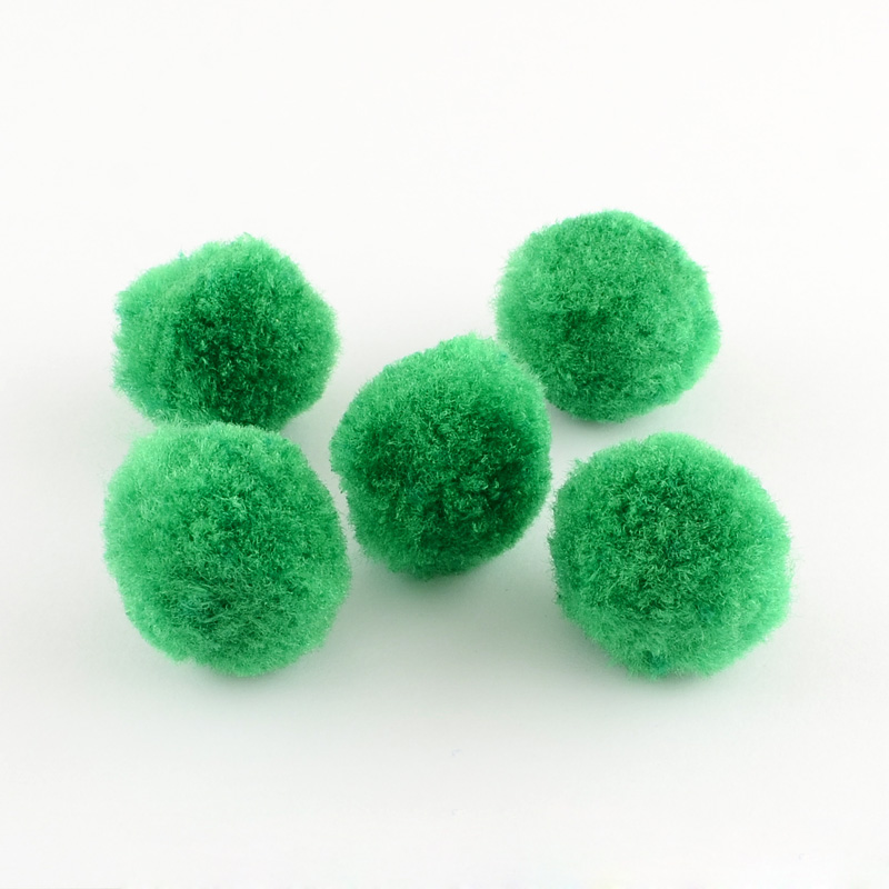 PandaHall Round Wool Pom Pom Ball Beads, Green, 10mm Wool Green