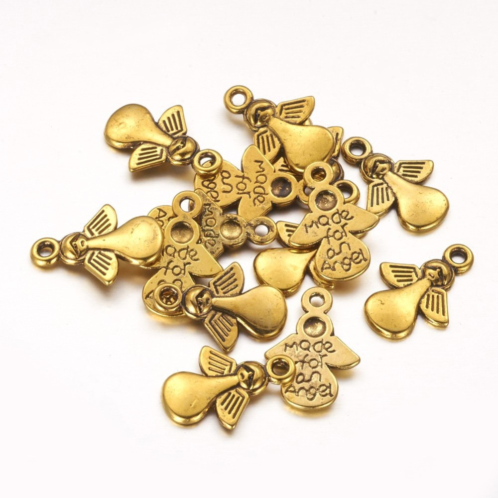 PandaHall Tibetan Silver Pendants, Angel, Antique Golden, Lead Free and Cadmium Free and Nickel Free, 18x13x2mm, Hole: 1.5mm Alloy Angel &...