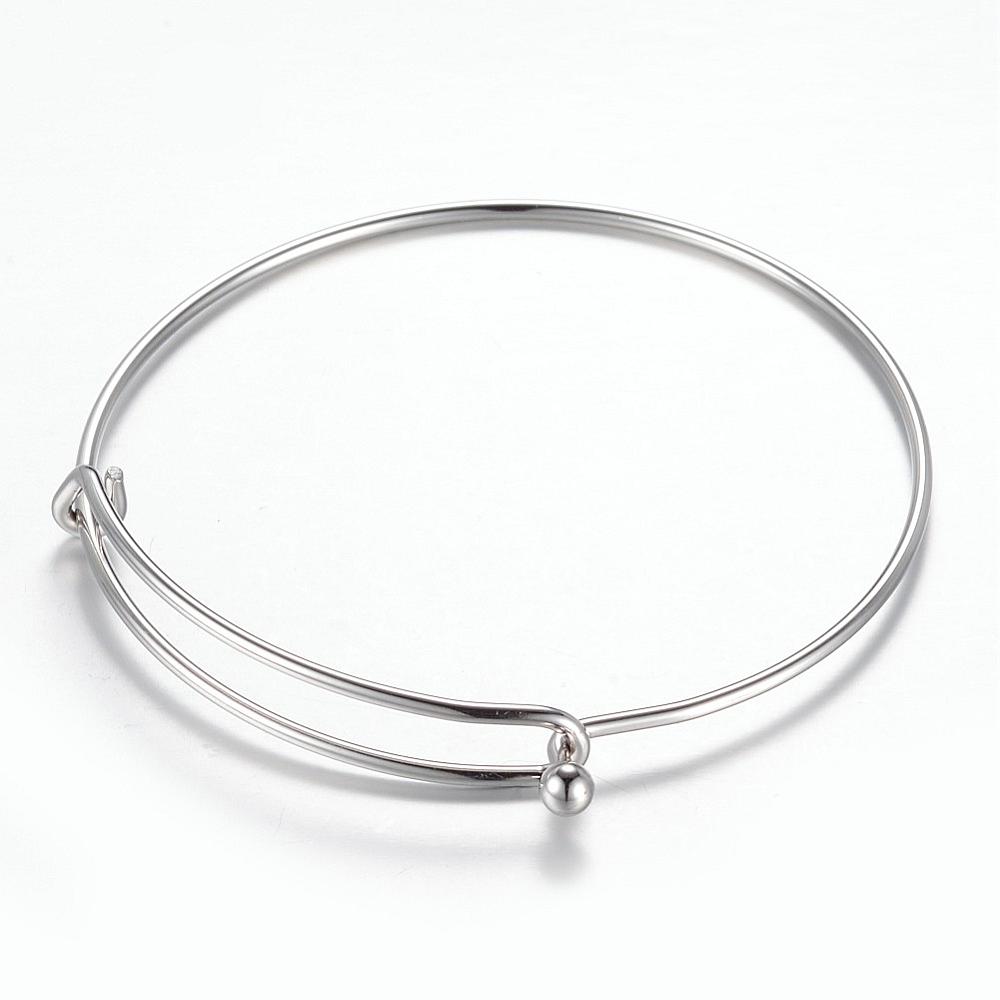 PandaHall 304 Stainless Steel Bangle Making, Stainless Steel Color, 2-3/8"(61mm) Stainless Steel