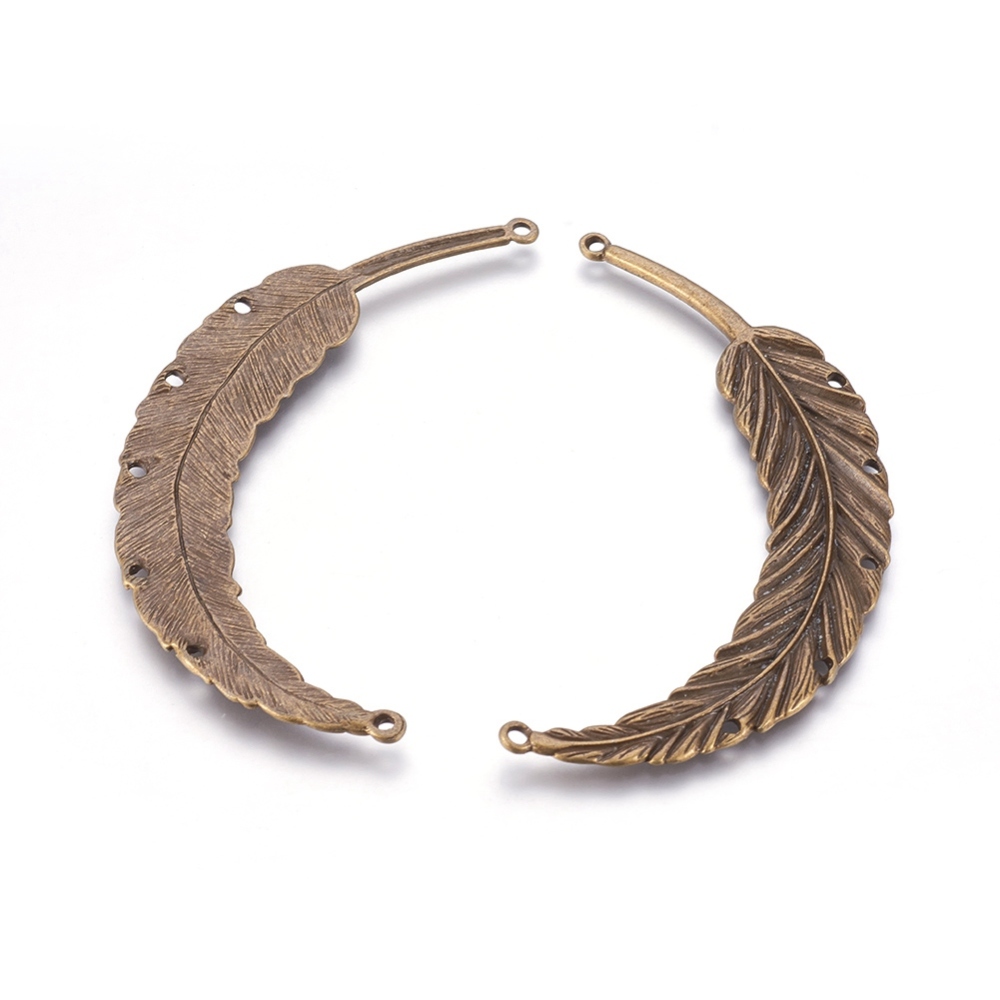 PandaHall Tibetan Style Chandelier Components, Leaf, Lead Free and Nickel Free, Antique Bronze, 90x30x2mm, Hole: 2mm Alloy Leaf