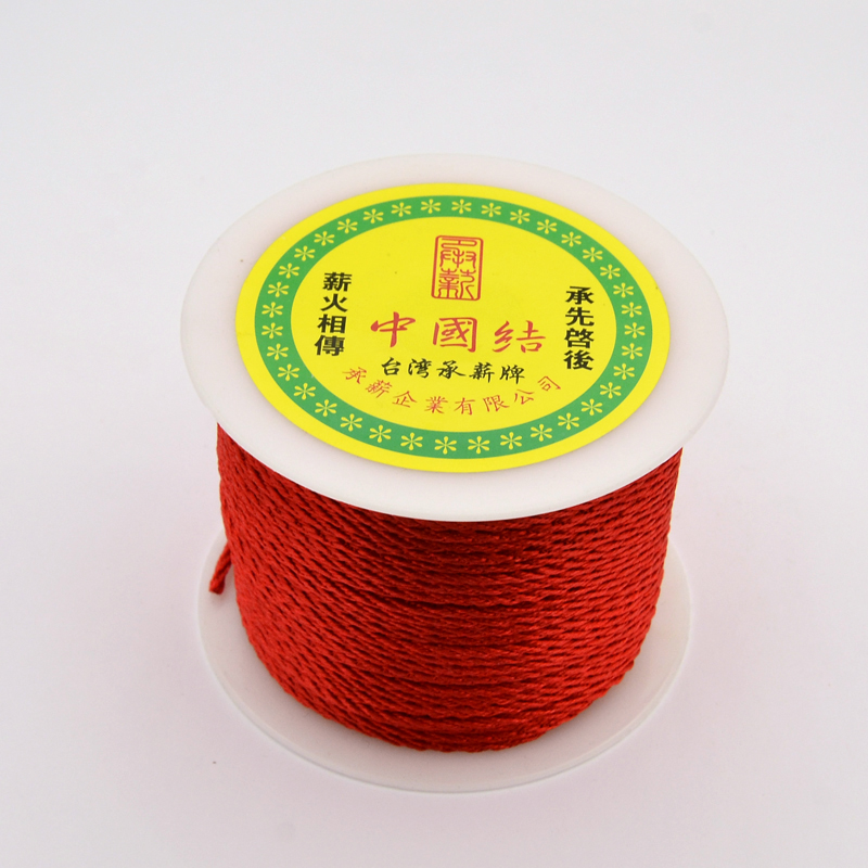 PandaHall Round String Thread Polyester Fibre Cords, Red, 2mm, about 50m/roll Polyester Red