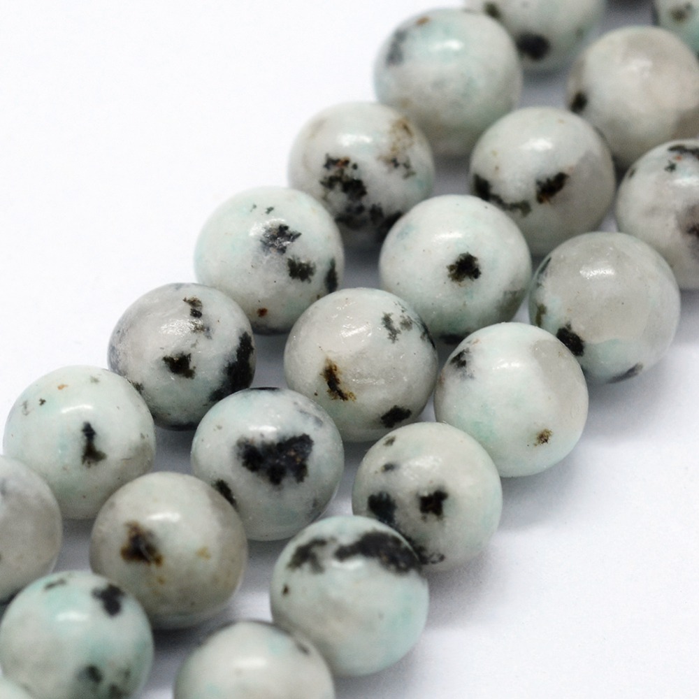 PandaHall Natural Sesame Jasper Beads Strands, Round, 8mm, Hole: 1mm; about 46pcs/strand,  14.76"(37.5cm) Sesame Jasper Round