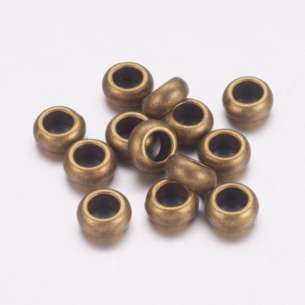 PandaHall Tibetan Style Beads, Lead Free & Nickel Free, Rondelle, Antique Bronze, 10x6mm, Hole: 5mm Alloy Rondelle
