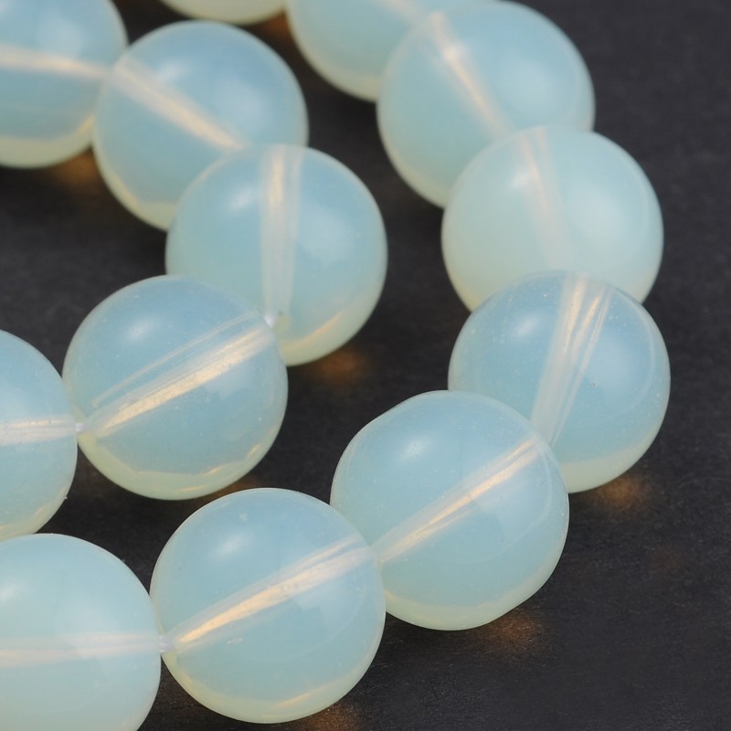 PandaHall Round Opalite Bead Strands, PaleTurquoise, 14mm, Hole: 2mm; about 28pcs/strand, 15.3" Opalite Round Cyan