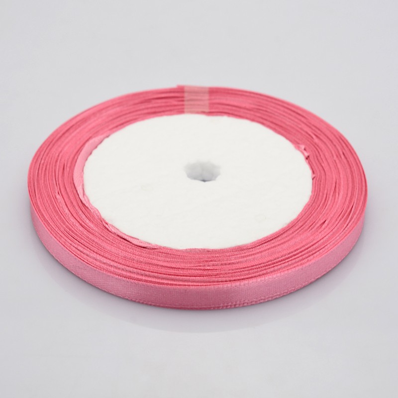 PandaHall Garment Accessories 1/4"(6mm) Satin Ribbon, Pink, 25yards/roll(22.86m/roll) Polyester Pink