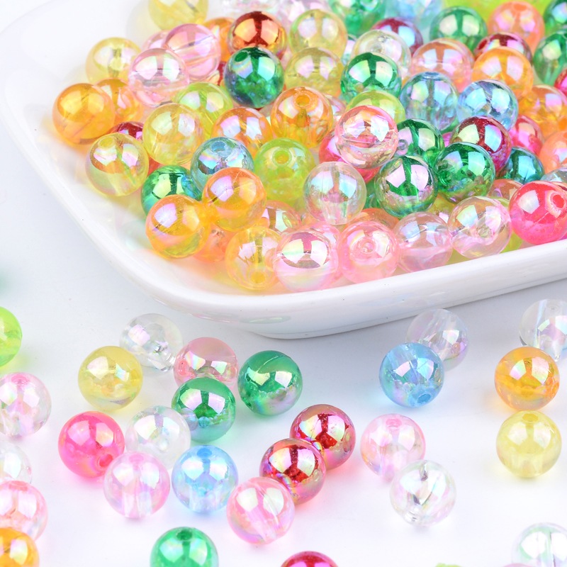 PandaHall Environmental Transparent Poly Styrene Acrylic Beads, Round, AB Color, Mixed Color, 8mm, Hole: 1.5mm; about 2000 pcs/bag Acrylic...