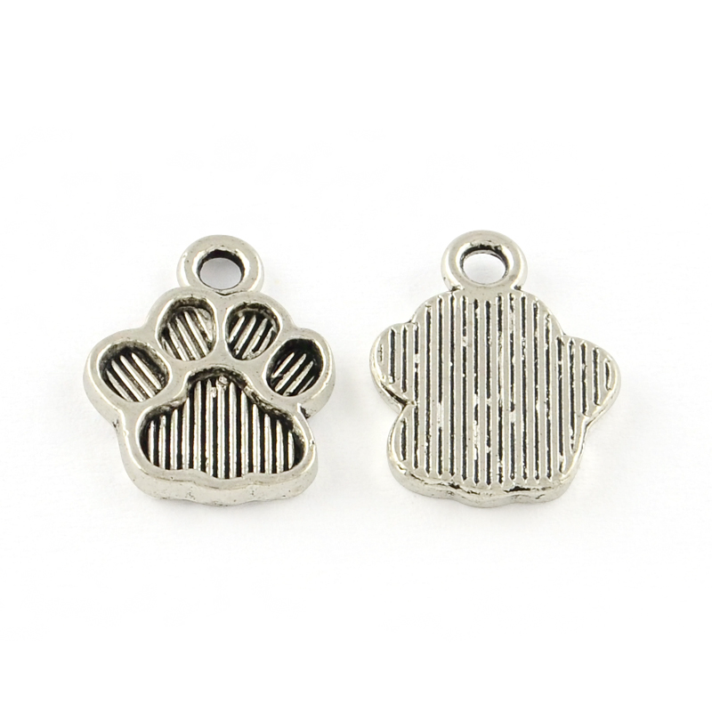 PandaHall Dog Paw Prints Tibetan Style Alloy Pendant Enamel Settings, Lead Free & Cadmium Free, Antique Silver, 15x12x2mm, Hole: 2mm; about...