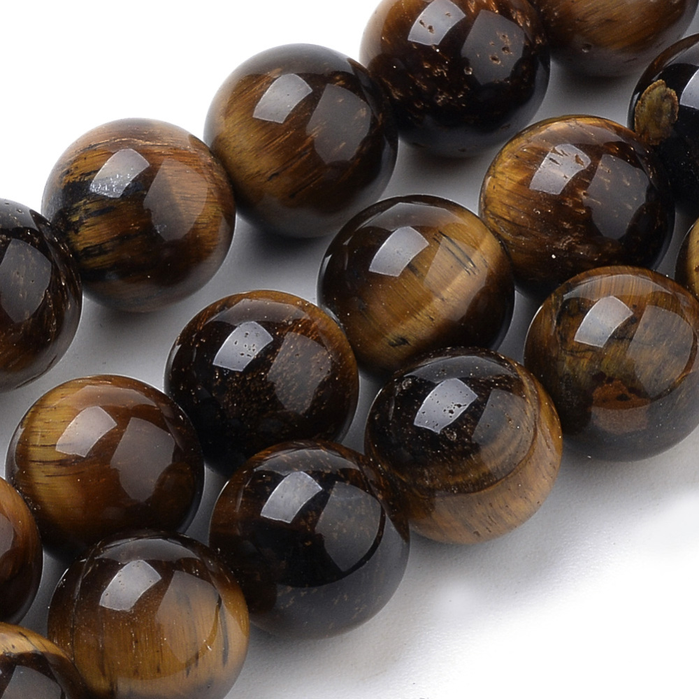 PandaHall Natural Tiger Eye Beads Strands, Round, 6mm, Hole: 1mm; about 70pcs/strand, 15.7" Tiger Eye Round