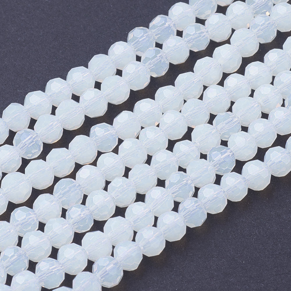 PandaHall Opalite Beads Strands, Faceted Round, 4mm, Hole: 1mm; about 100pcs/strand, 13.7" Opalite Round