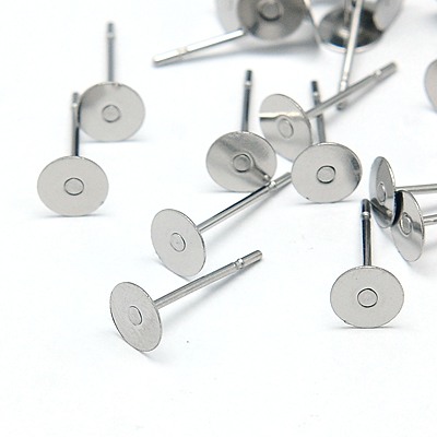PandaHall 304 Stainless Steel Stud Earring Findings, Stainless Steel Color, 12x5mm, Pin: 0.7mm Stainless Steel