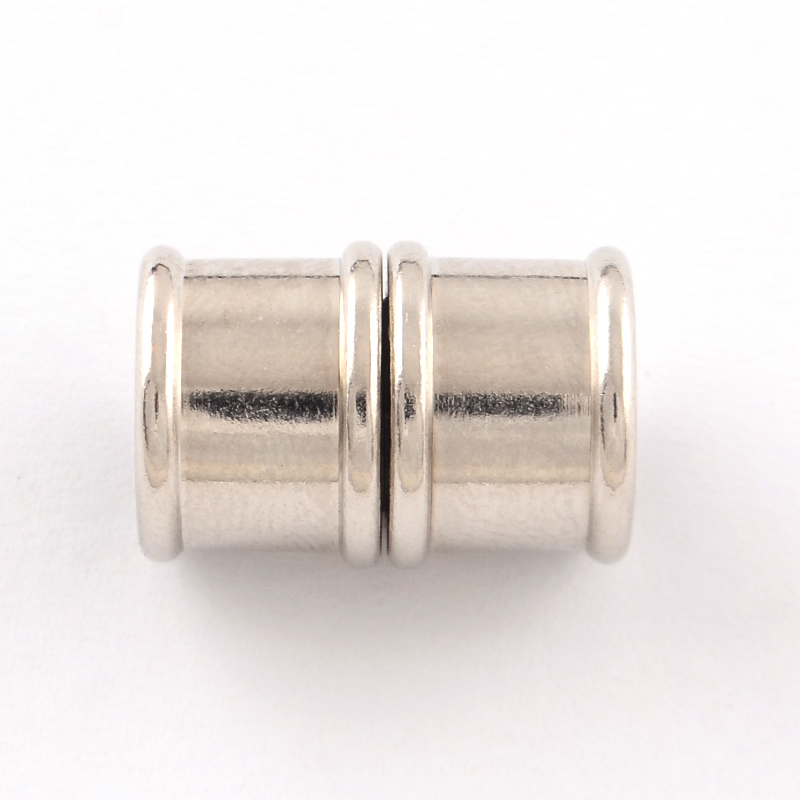 PandaHall Bamboo Brass Magnetic Clasps, Platinum, 19x14mm, Hole: 12mm Brass