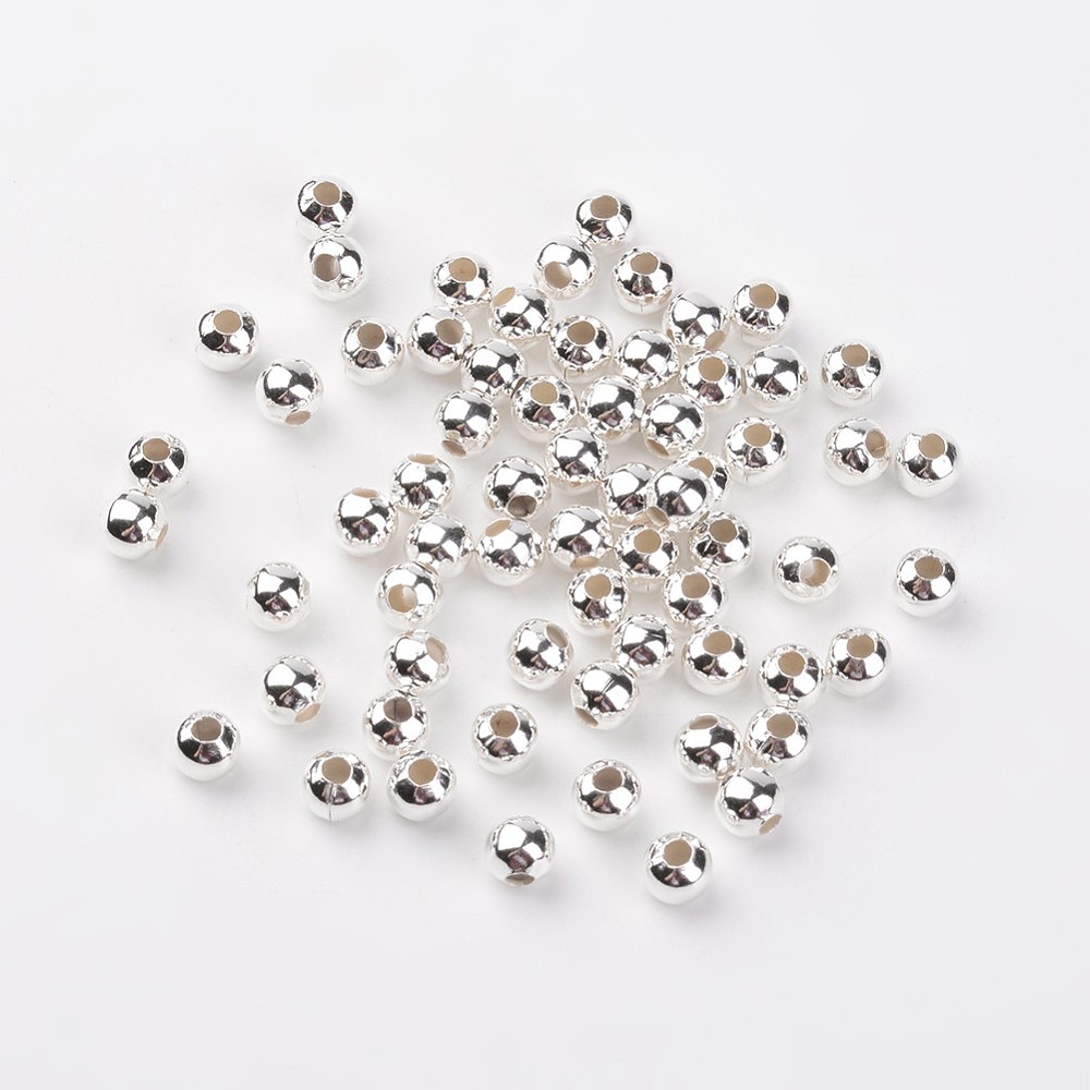 PandaHall Iron Spacer Beads, Nickel Free, Silver Color, about 6mm in diameter, Hole: 2mm Iron Silver