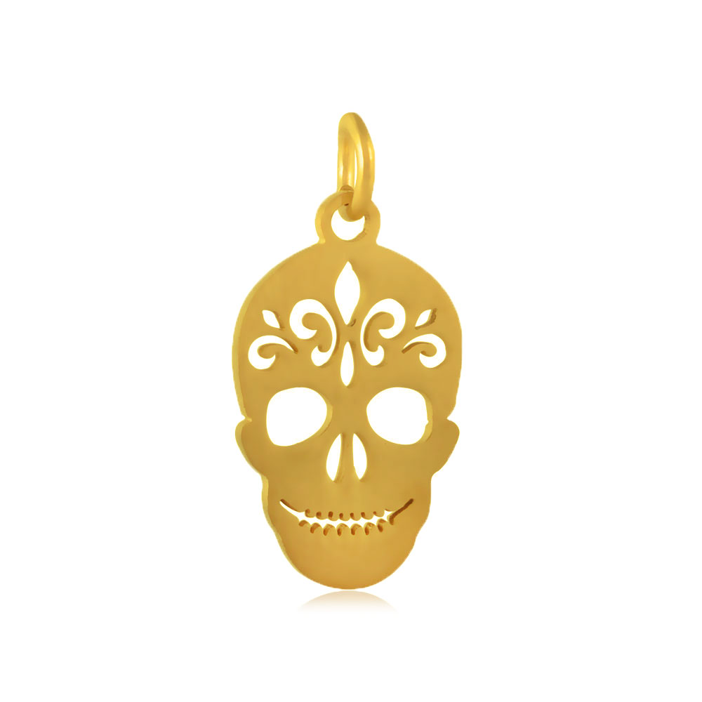 PandaHall 304 Stainless Steel Pendants, Skull, Golden, 18x10x1mm, Hole: 3mm Stainless Steel Skull