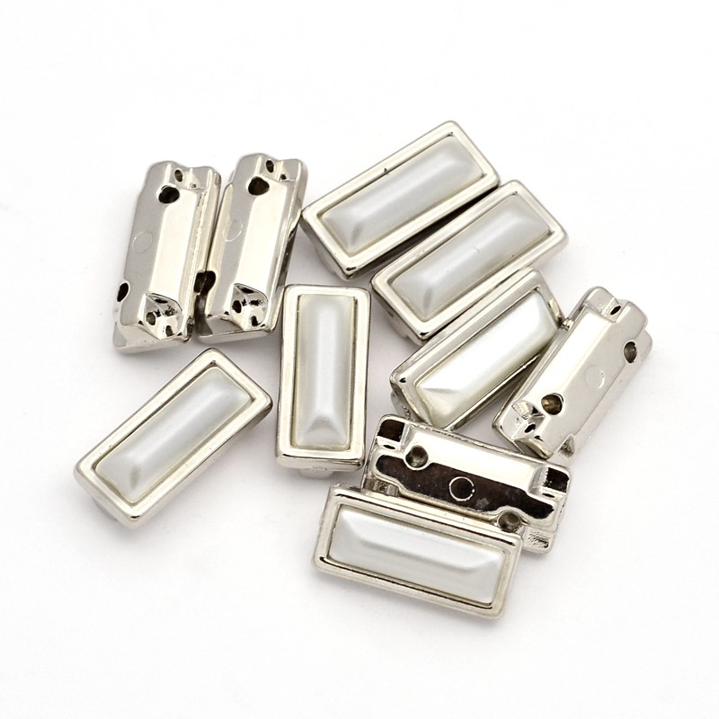 PandaHall Sew on Taiwan Acrylic, Garment Accessories, Rectangle, OldLace, 12.5x7.5x7mm, Hole: 1mm Acrylic Rectangle Ivory