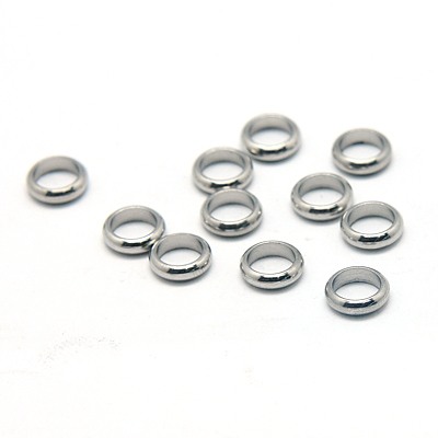 PandaHall 304 Stainless Steel Beads, Ring, 7x2mm, Hole: 5mm Stainless Steel Ring