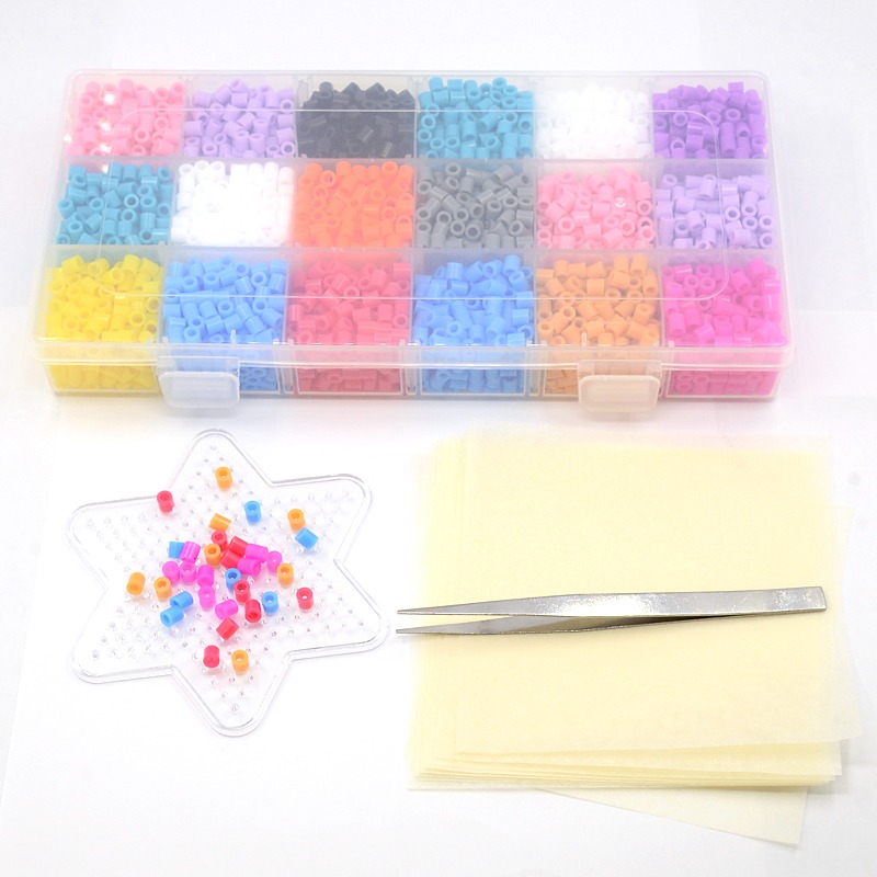 PandaHall 3500pcs 5mm Melty Fuse Beads DIY Toys, 1pc Iron Tweezers and Star ABC Pegboards, 12pcs Ironing Paper, Tweezers: 112.7x9mm;...