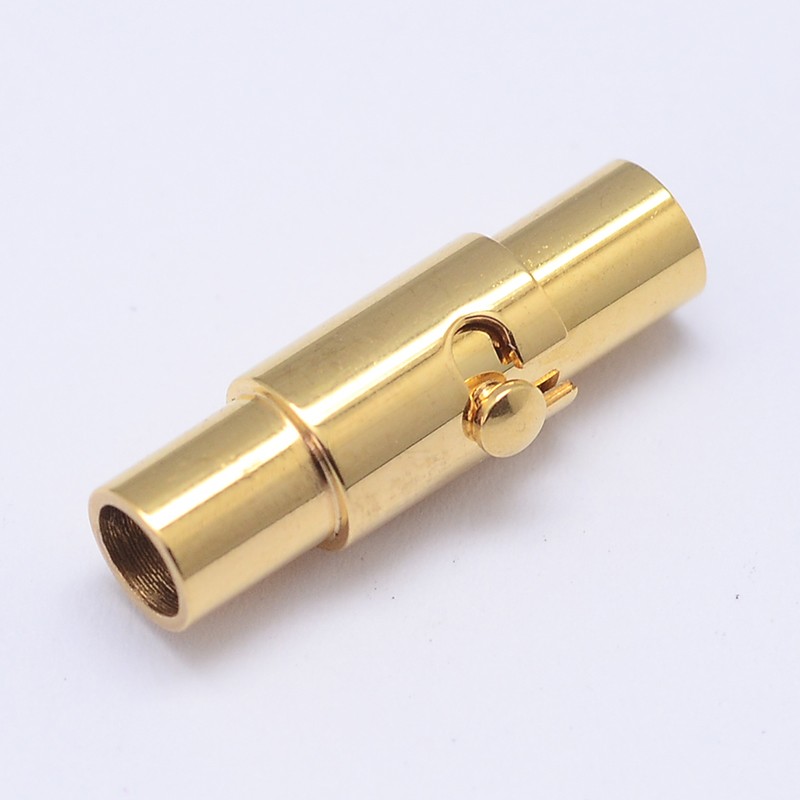 PandaHall Column 304 Stainless Steel Magnetic Clasps, Golden, 16x5mm, Hole: 3mm Stainless Steel Column