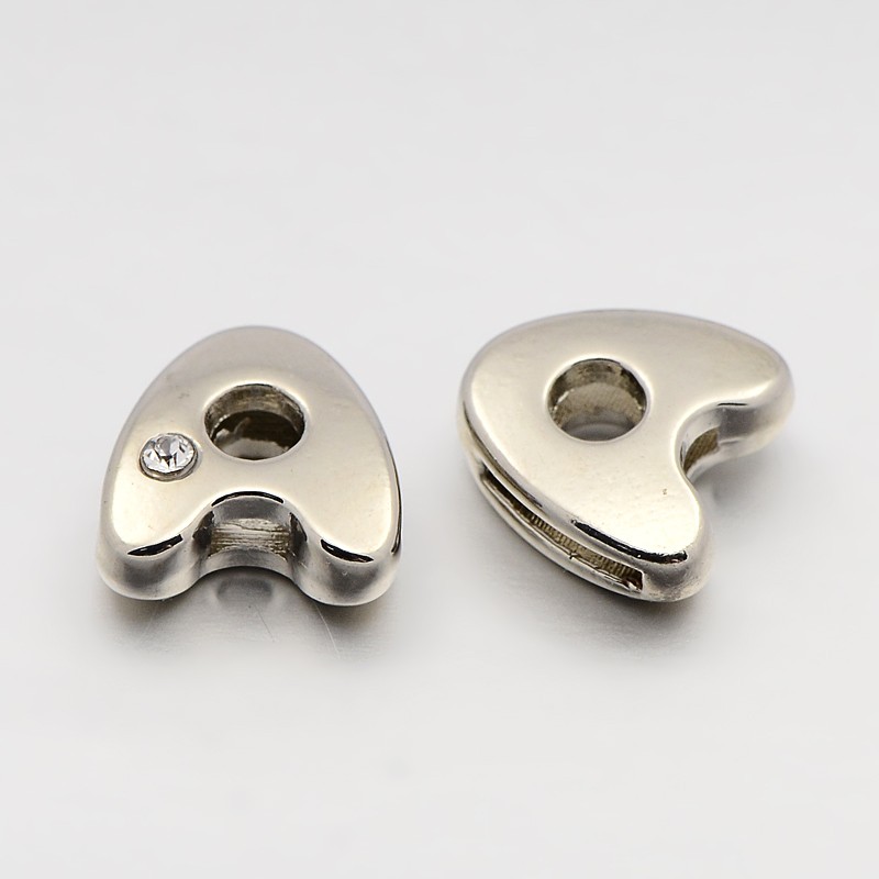 PandaHall Letter Slider Beads for Watch Band Bracelet Making, Platinum Tone Alloy Crystal Rhinestone Slide Charms, Cadmium Free & Nickel...