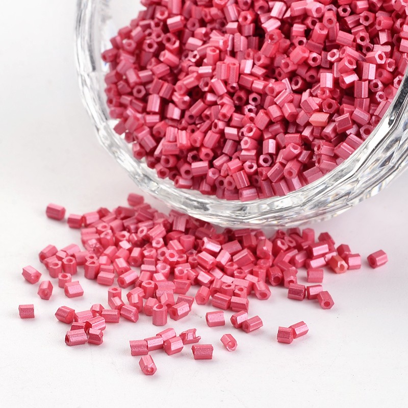 PandaHall 8/0 Two Cut Opaque Colours Baking Painted Round Hole Glass Seed Beads, PaleVioletRed, 2.5~3x2~2.5mm, Hole: 0.8~1mm; about...