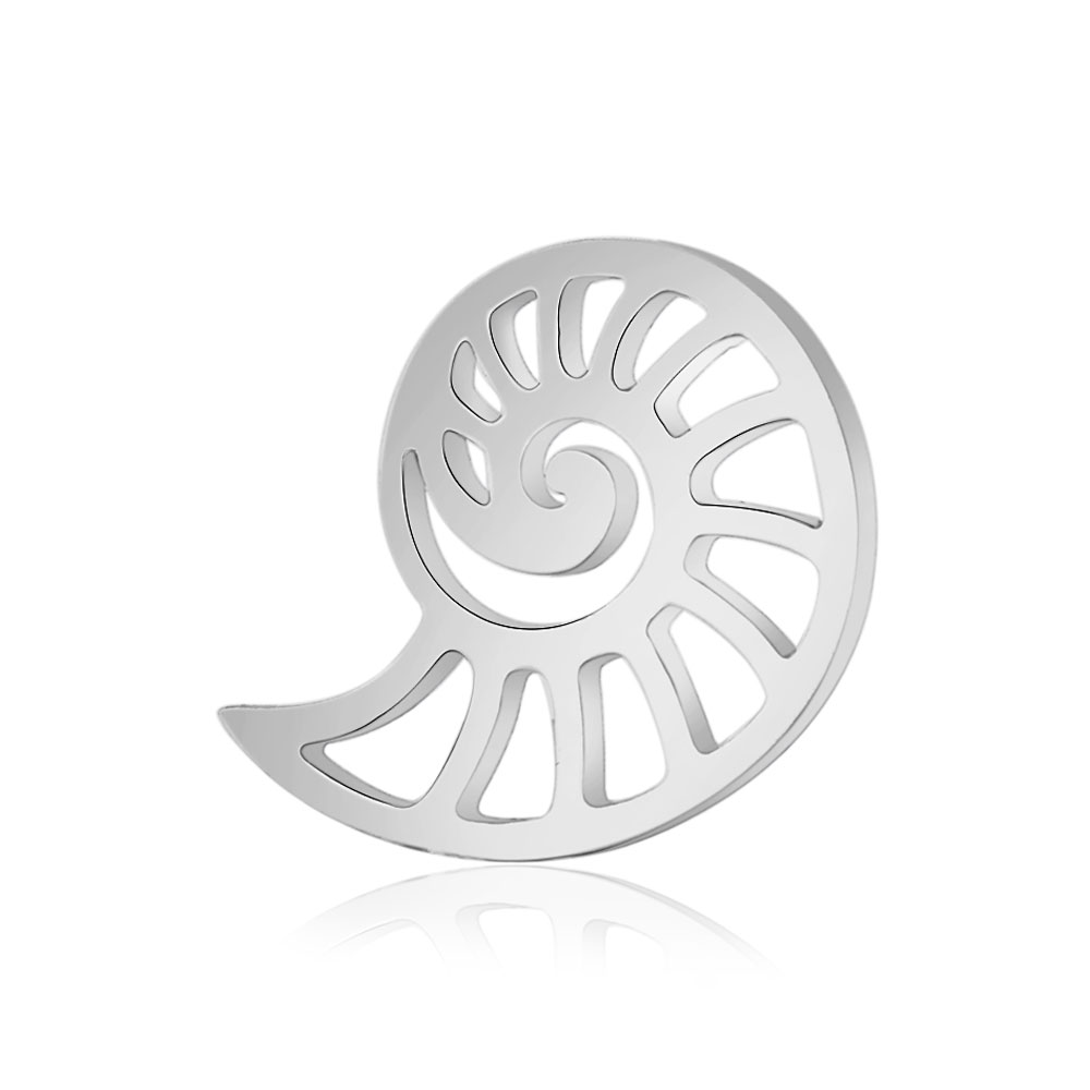 PandaHall 304 Stainless Steel Charms, Conch, Stainless Steel Color, 11.4x14.4x1mm Stainless Steel Shell