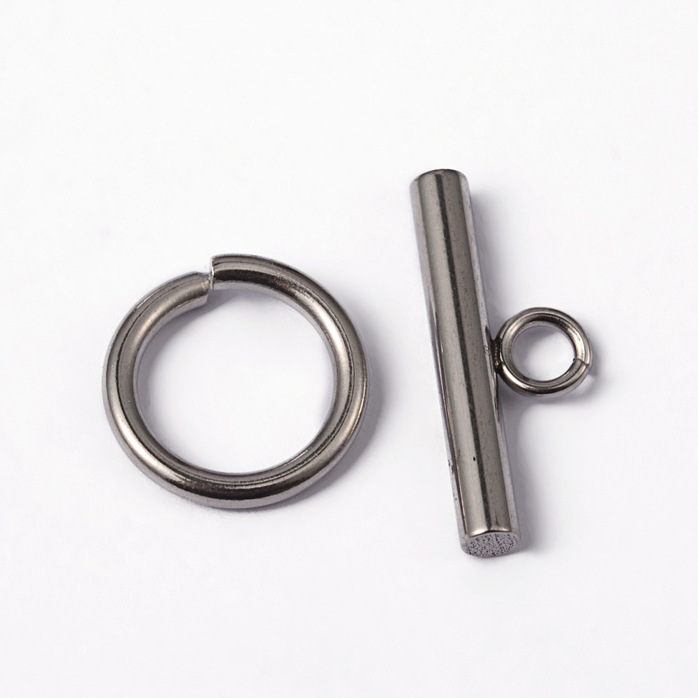 PandaHall 304 Stainless Steel Toggle Clasps, Ring: 15x2mm, Bar: 21x9x3mm, Hole: 4mm Stainless Steel Ring