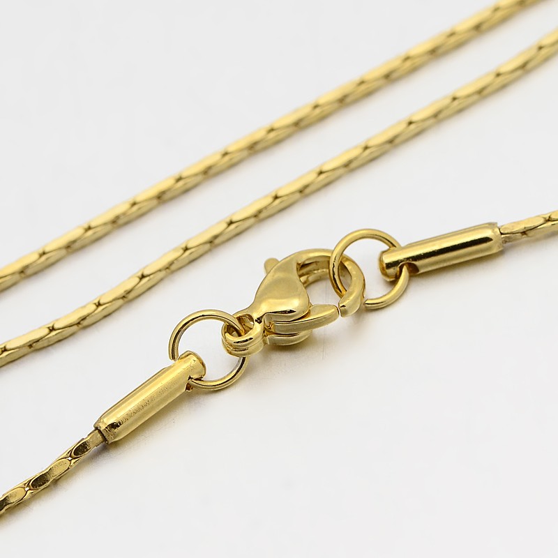 PandaHall 304 Stainless Steel Boston Chain Necklaces, with Lobster Claw Clasps, Golden, 18.1"(46cm), 1mm Stainless Steel