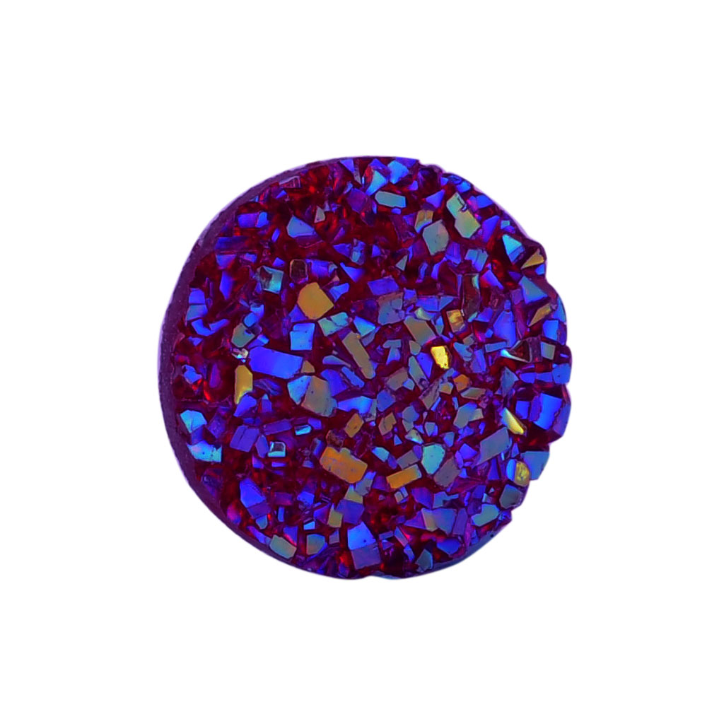 PandaHall Resin Cabochons, Imitation Druzy Agate, Flat Round, AB Color Plated, Blue, 12x3mm Resin Flat Round Blue