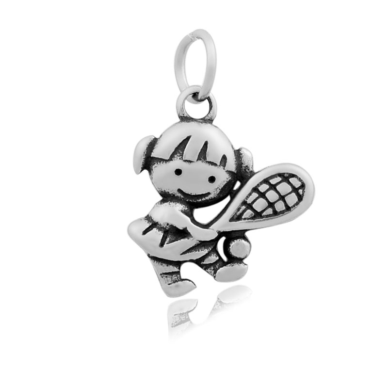 PandaHall Tennis Player 316 Stainless Steel Pendants, Antique Silver, 19x17x3mm, Hole: 5mm Stainless Steel Human