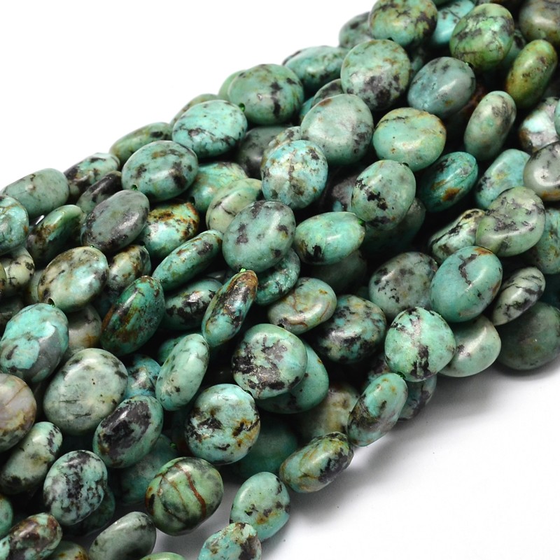 PandaHall Natural African Turquoise Nuggets Beads Strands, 9~12x8~13x5~7mm, Hole: 1mm; about 15.3"~15.7" African Turquoise Nuggets