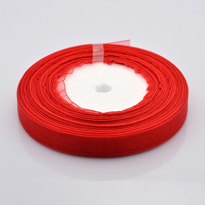 PandaHall Sheer Organza Ribbon, DIY Material for Ribbon Eetreat, Crimson, 1/2"(12mm), 50yards/roll(45.72m/roll) Polyester Pink