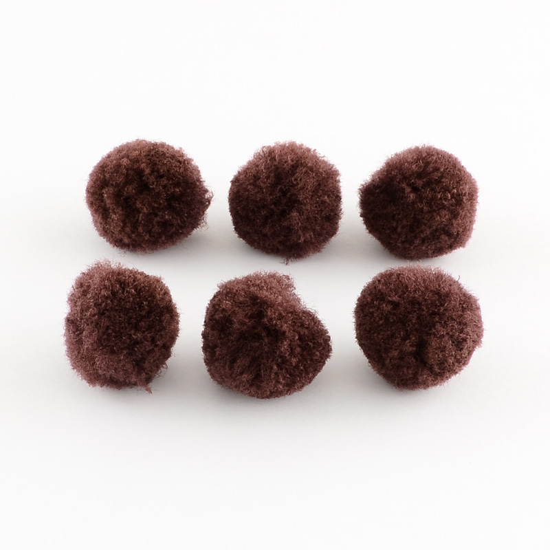 PandaHall Round Wool Pom Pom Ball Beads, CoconutBrown, 10mm Wool Brown