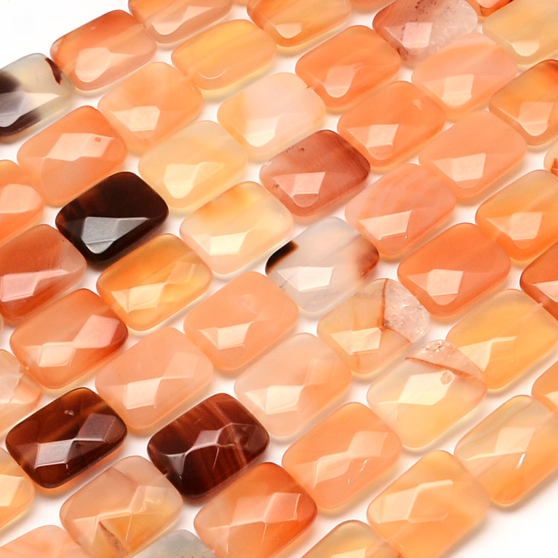 PandaHall Faceted Rectangle Natural Carnelian Beads Strands, 16x12~13x5~6mm, Hole: 1mm; about 13pcs/strand, 8.26" Carnelian Rectangle