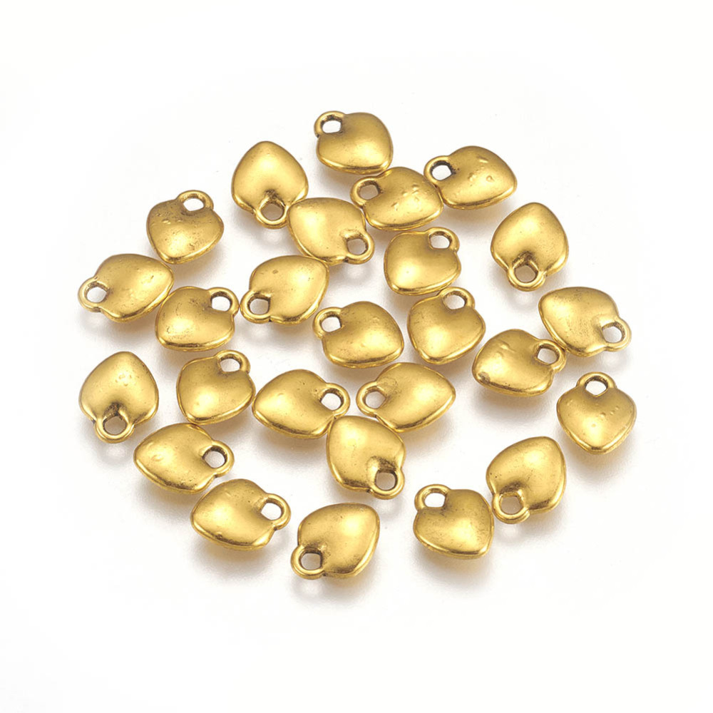 PandaHall Tibetan Antique Golden Simple Heart Charms, Lead Free, Cadmium Free and Nickel Free, Heart, 10mm long, 8mm wide, 2.5mm thick hole...