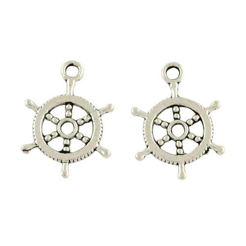 PandaHall Tibetan Style Alloy Helm Pendants, Lead Free & Cadmium Free, Antique Silver, 19x14x1mm, Hole: 2mm Alloy Anchor & Helm