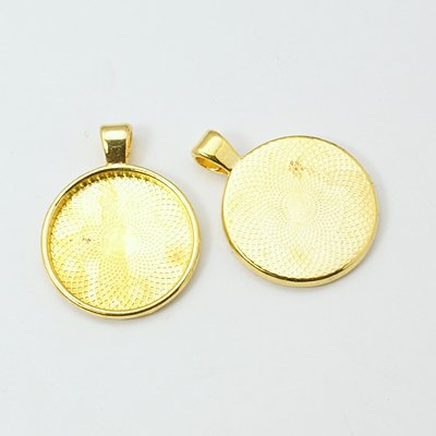 PandaHall Metal Alloy Pendant Cabochon Settings, DIY Findings for Jewelry Making, Golden, 36x28x3mm, Hole: 4mm; Flat Round Tray: 25.5x25.5mm...