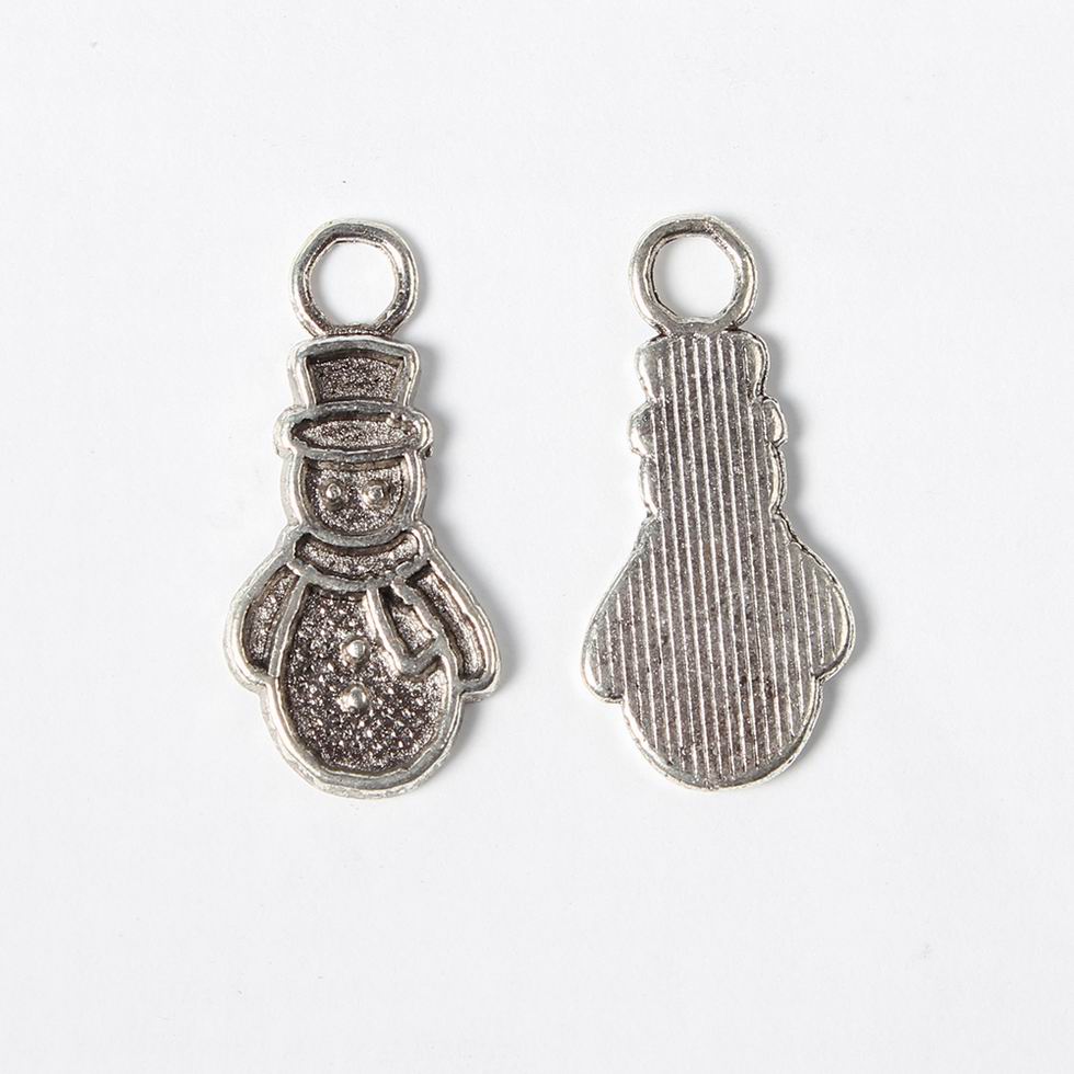 PandaHall Alloy Finding Pendants, Lead Free and Cadmium Free, Christmas, Snowman, Antique Silver, 25mm long, 10mm wide, 2mm thick, hole: 3mm...