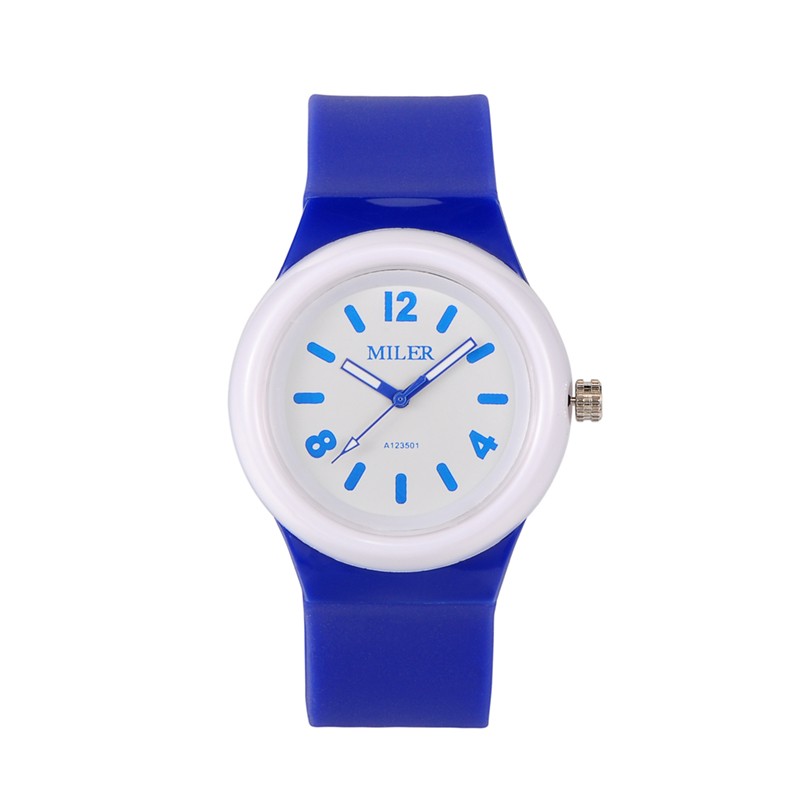 PandaHall High Quality Children's 304 Stainless Steel Silicone Quartz Wrist Watches, MediumBlue, 230x25mm; Watch Head: 48x43x13mm Silicone...