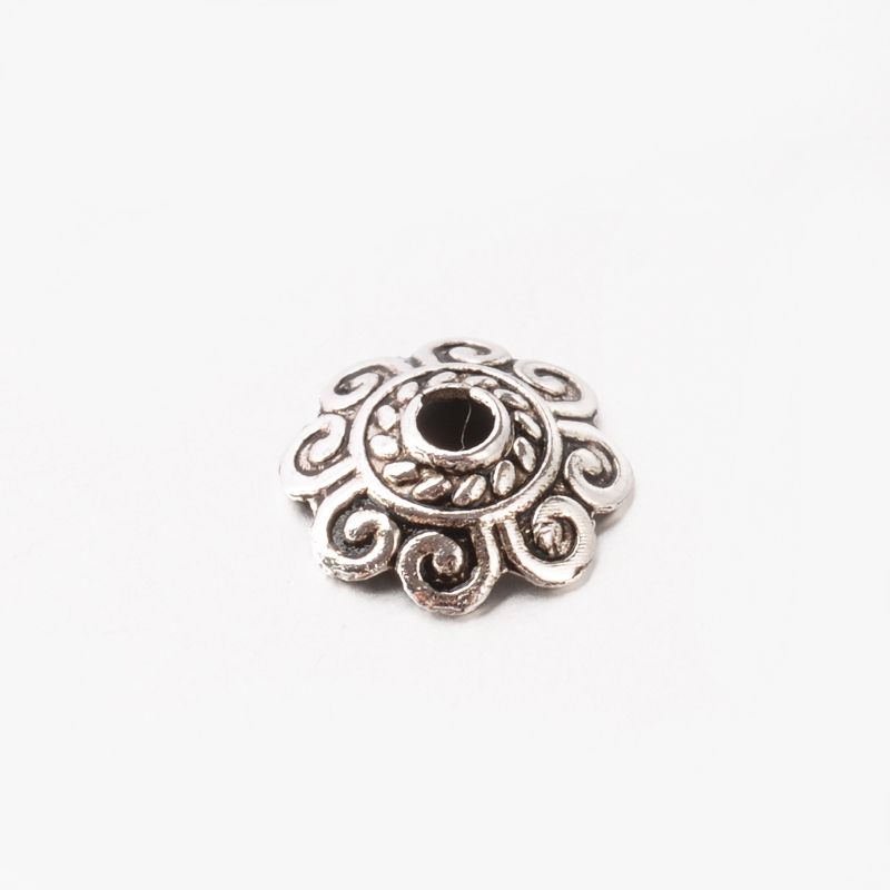 PandaHall More-Petal Tibetan Style Alloy Bead Cap, Flower, Lead Free, Antique Silver, 2x8.5mm, Hole: 1.5mm Alloy