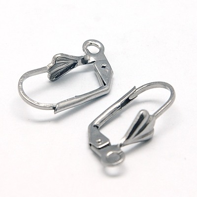PandaHall 304 Stainless Steel Leverback Earring Findings, 19x9.5mm, Pin: 0.7mm, Hole: 2mm Stainless Steel