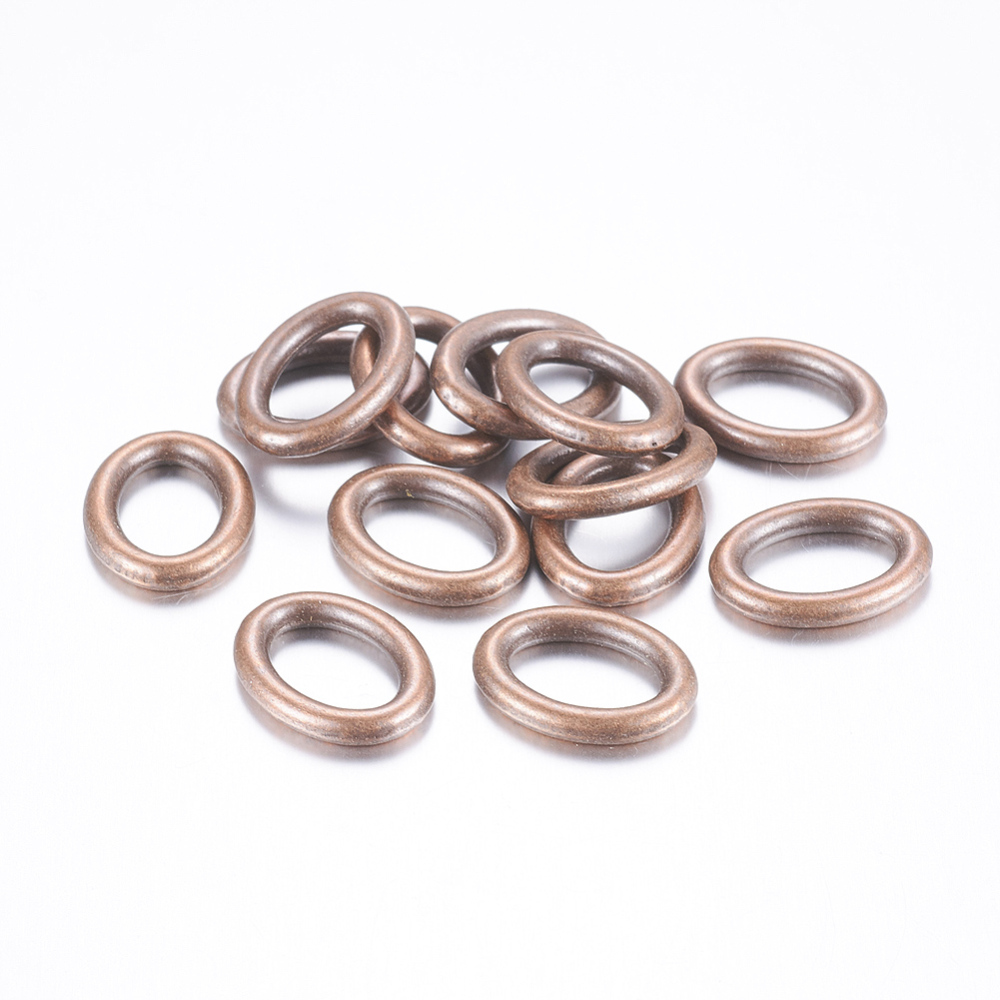 PandaHall Tibetan Style Linking Rings, Oval Ring, Lead Free, Cadmium Free and Nickel Free, Red Copper Color, about 16mm long, 12.5mm wide...