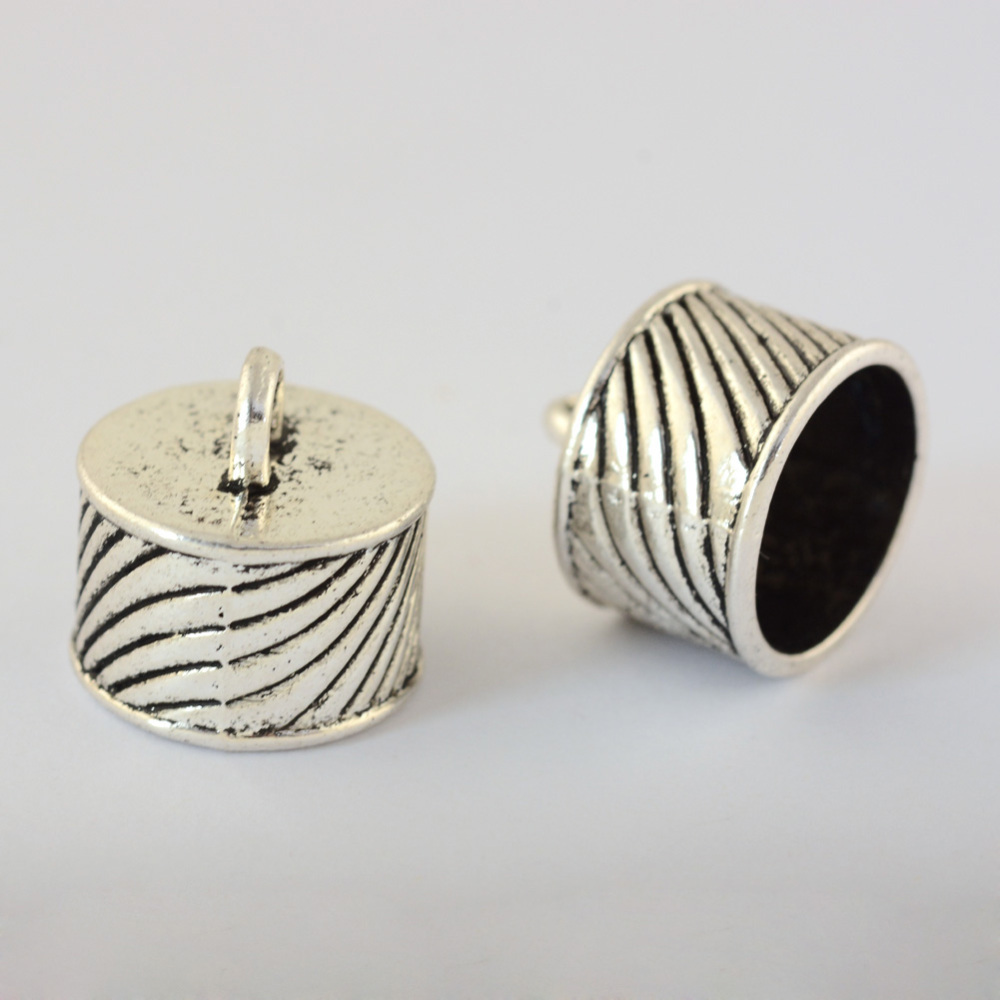 PandaHall Tibetan Style Alloy Cord Ends, Cadmium Free & Lead Free , Antique Silver, 16x16mm, Hole: 4mm; about 250pcs/1000g Alloy