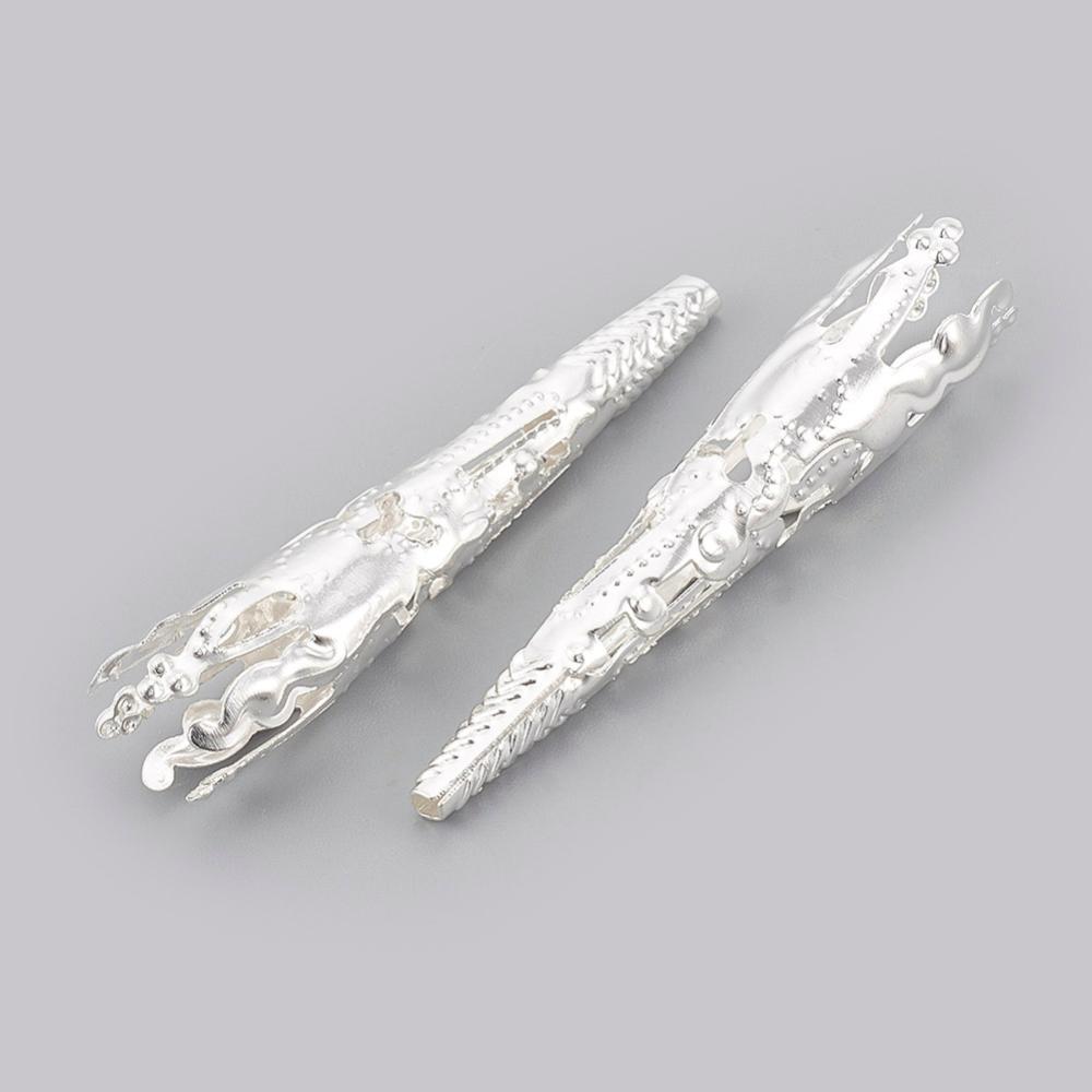 PandaHall Silver Color Iron Bead Cones, about 41mm long, 8mm wide, hole: 1mm Iron