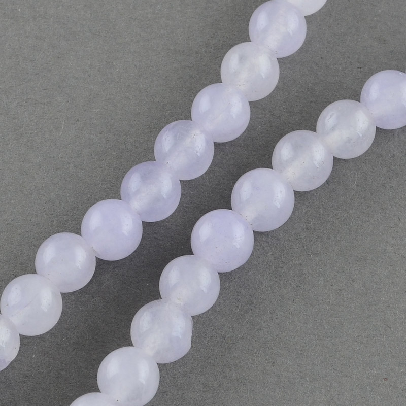 PandaHall Natural Jade Bead Strands, Dyed, Round, Lilac, 8mm, Hole: 1mm; about 48pcs/strand, 14.9" Other Jade Round Purple