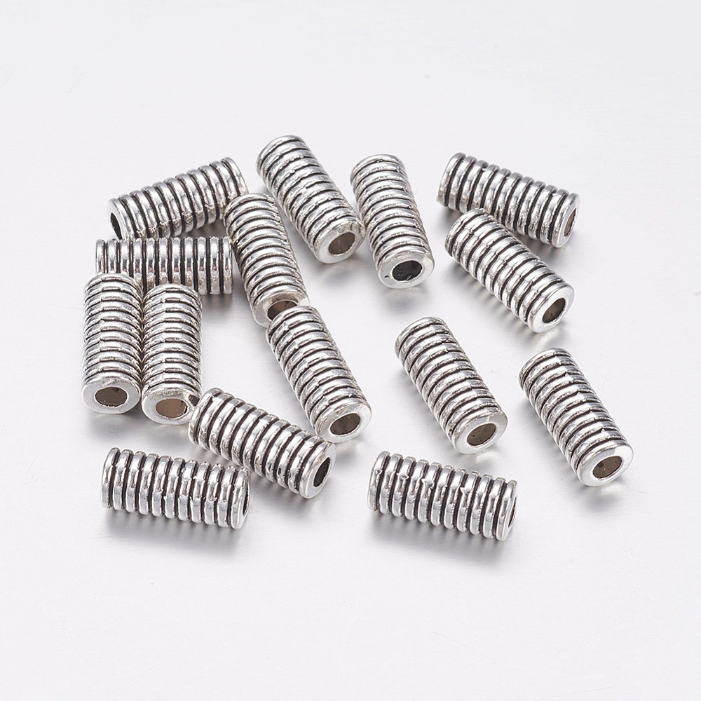 PandaHall Tibetan Style Alloy Column Beads, Antique Silver, 12.5x5mm, Hole: 2.5mm Alloy Column