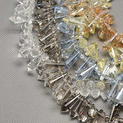 PandaHall Electroplate Glass Beads Strands, Pearl Luster Plated, Faceted, Drop, Mixed Color, 21x8x8mm, Hole: 1mm Drop Multicolor