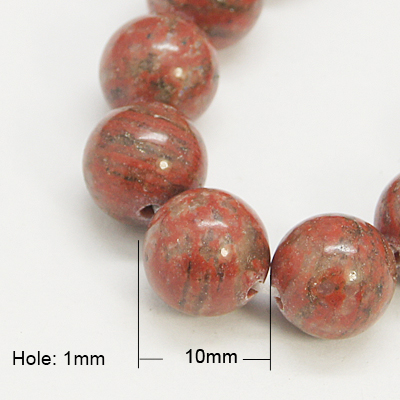 PandaHall Natural Sesame Jasper Beads Strands, Round, Brown, 10mm, Hole: 1mm Sesame Jasper Round Brown